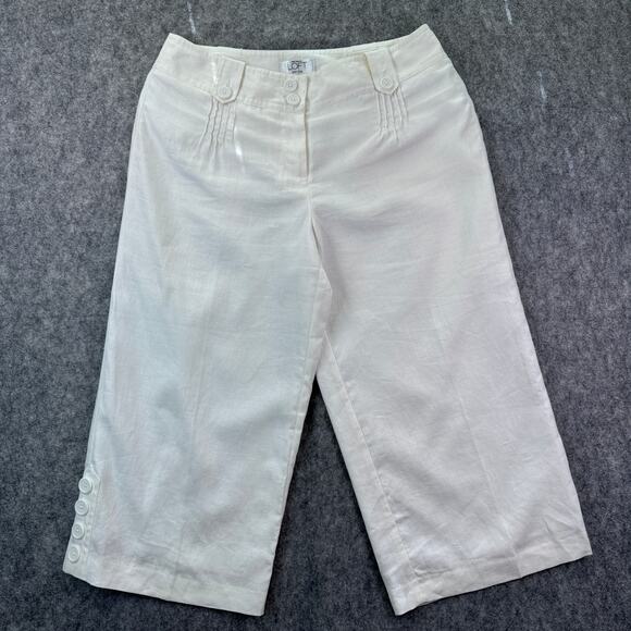 Ann Taylor‎ Loft Womens 4P White Linen Capri Lined Pant - Picture 1 of 7